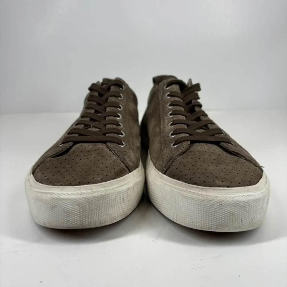 Pointer A.F.D. Men's US 11 Brown Perforated Suede Low-Top Court Lace-Up Sneakers